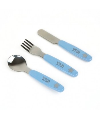 Cubiertos Acero Azul...
